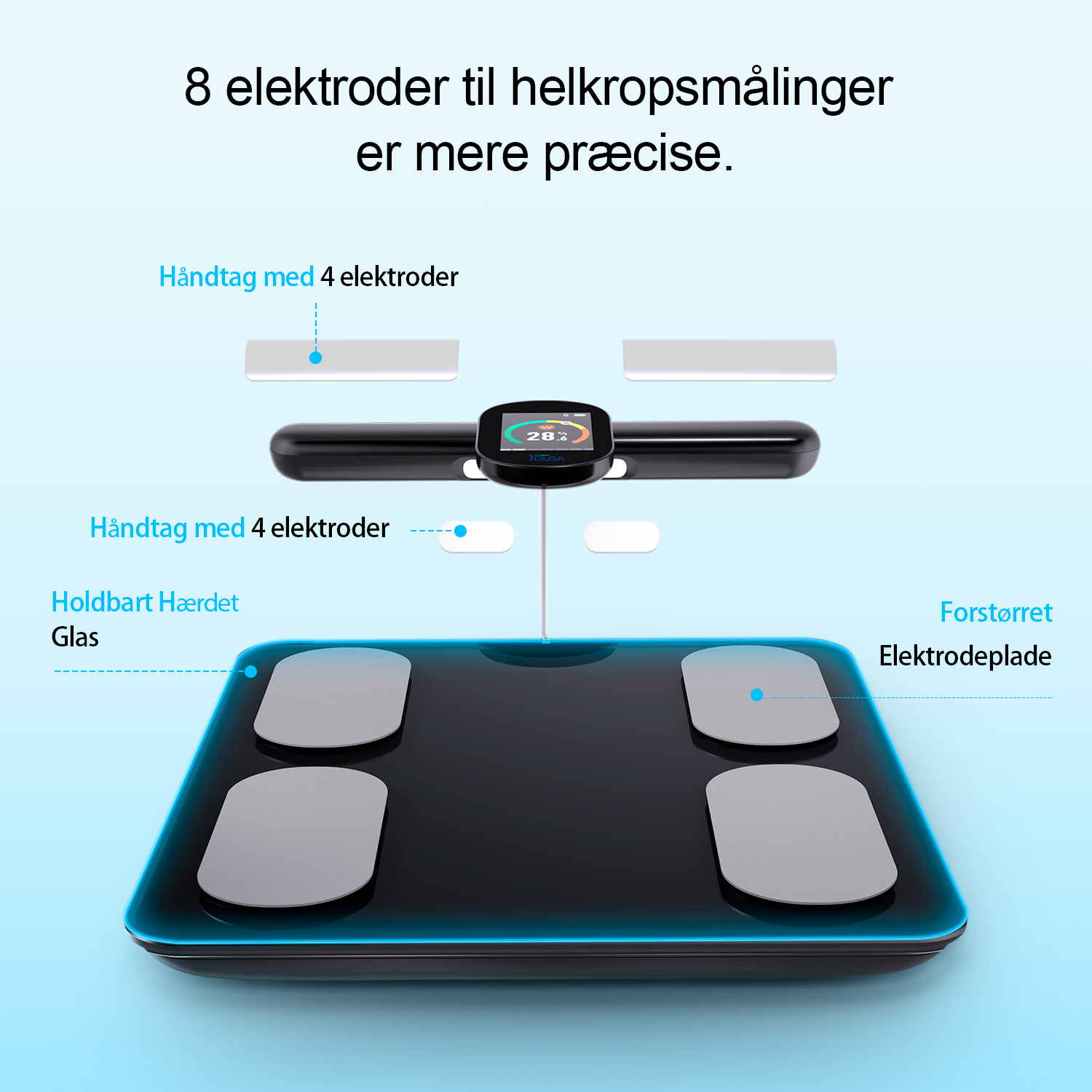 smart vægt, kropsanalysevægt, avanceret vægt, kropsvægtmåler, digital badevægt, kropskompositionsmåler, kropsfedtanalysator, muskelmasse måling, BMI beregner, kropsvæskeanalyse, metabolisk alder måling, avanceret kropsanalyse, vægt med app, sundhedsdata tracking, kropsfedtprocent måling, kropsmasse måling, kropsvæskeprocent måling, mobilforbundet vægt, vægt med bluetooth, kropskompositionsmåler med app, sundhedsmonitorering, vægtanalyse, kropsanalyse i hjemmet, personlig kropskomposition, kropsmålingsvægt,